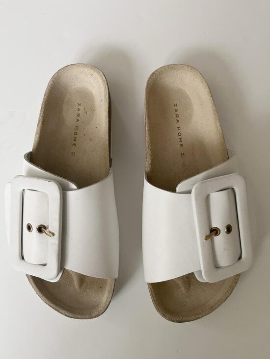 Zara Shoes - Zara Sandals Womens Size EU 35(US 5) White Slide Buckle Slip On Casual Summer